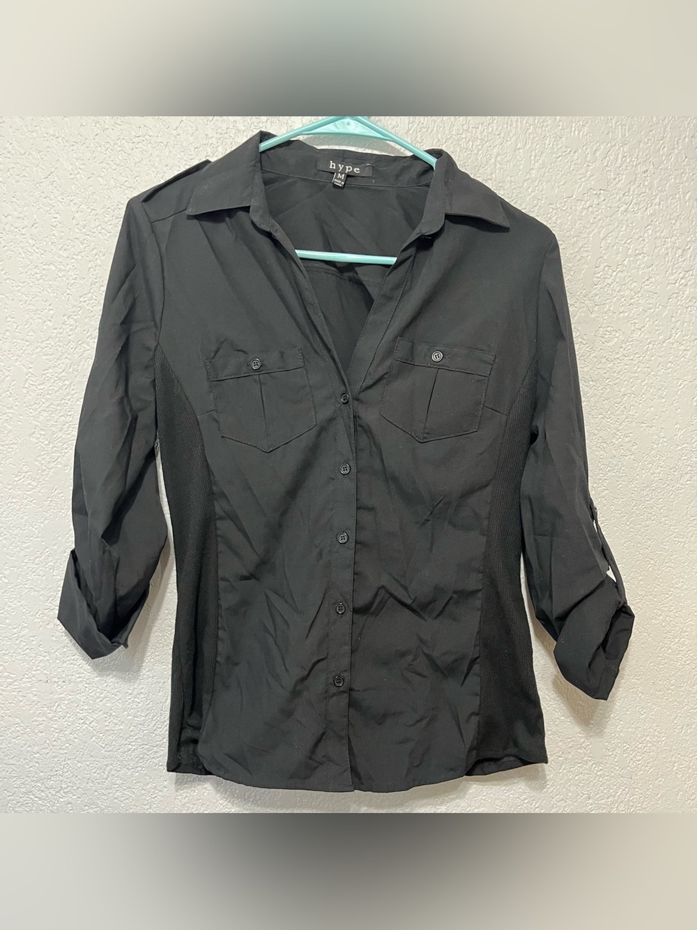 Hype black button-front utility shirt size M (fits better for size S)